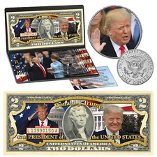 President Donald Trump Genuine $2 Bill and Coin Set - 47th President