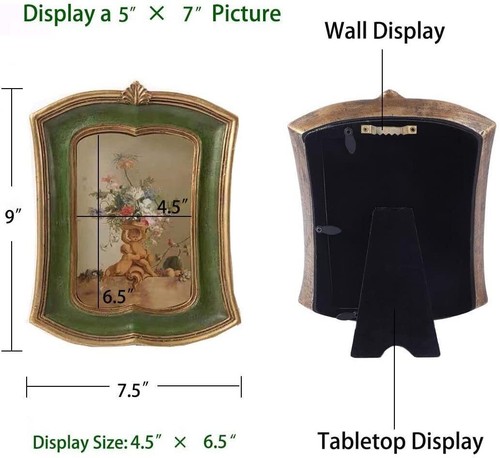 Cadre photo vintage 4x6 ancien cadre photo orné table et suspension murale - Photo 2 sur 7