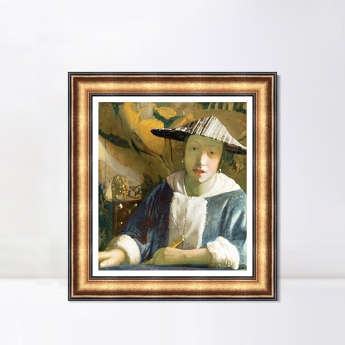 Framed Canvas Art Giclee Print Young Girl with a Flute by Johannes Vermeer - Picture 7 of 24