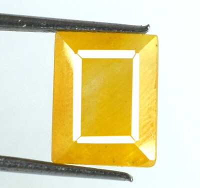 100% Natürlich 7.05 Karat Ceylon Gelb Saphir Edelstein Smaragd Cut Certified YS1