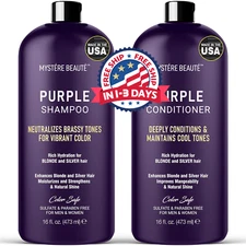 Set de Champú y Acondicionador Morado para Cabello Gris Plateado y Rubio