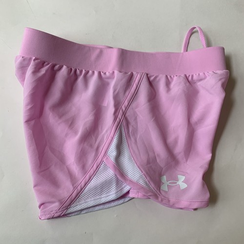 Under Armour Fly By athletic shorts NWT girls' M YMD pink white - Picture 2 of 9