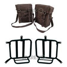 Royal Enfield Meteor 350cc Coffee Brown Military Pannier Bags Pair & Fitting