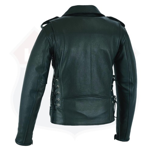 Autobahnleder Old School Polizei Stil Motorrad Lederjacke 2 Munitionstasche - Bild 4 von 7