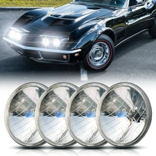 4PCS 5 3/4" 5.75" Halogen Headlights Hi/Lo Beam Lamp For Chevy Corvette C3 68-81