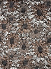 Bronze Large Floral Daisy Motif Pattern Dressmaking Metallic Lace Fabric
