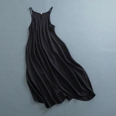 Damen Baumwolle Leinenkleid Midi Ärmellos Unterhemd Unterrock Dünn Ethnisch Weit - Bild 1 von 4