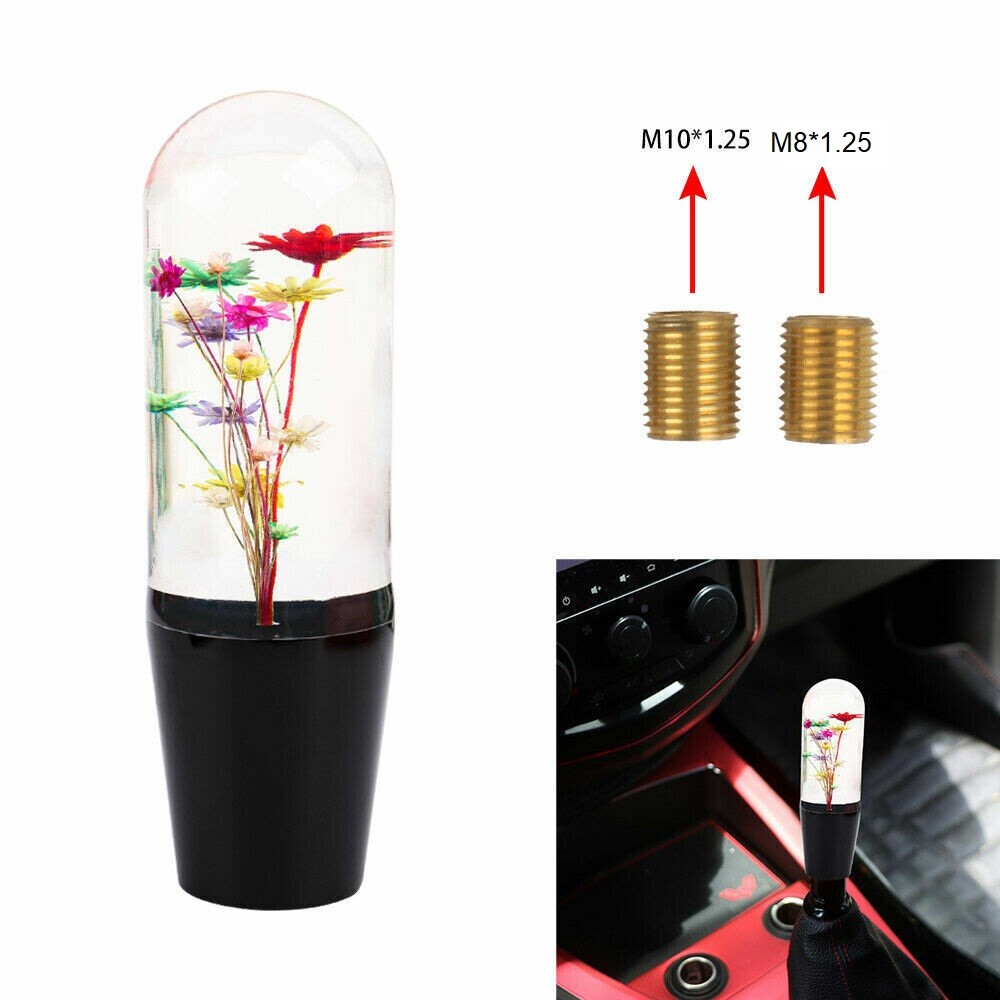 JDM Clear Crystal Real Colorful Flowers Shift Knob Manual Gear