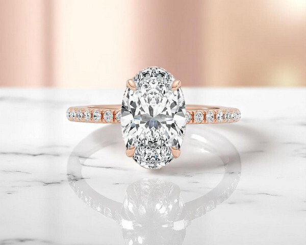 2.0 Carat IGI Certified Oval Cut Hidden Halo Diamond Solitaire Ring Lab Grown