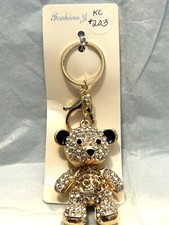Teddy Bear Goldtone W/Austrian Crystals Keychain W/Lobster Clasp AWESOME  KC203
