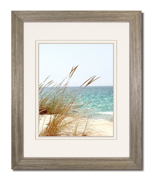 16X20 Light Grey Coastal Wood (Wide) Frame with Double White Mat for