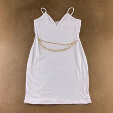 LCNBA Women's Size Large White Jersey Stretch Chain Accent Bodycon Dress New