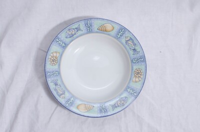 STUDIO NOVA MYSTIC BAY RIM SOUP PASTA BOWL 9 1/8'' BEACH FISH SHELLS