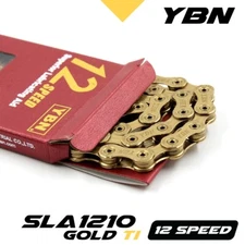 YBN SLA1210 Gold Ti 12 Speed superior lubricating aid Bike Chain for SRAM 126L