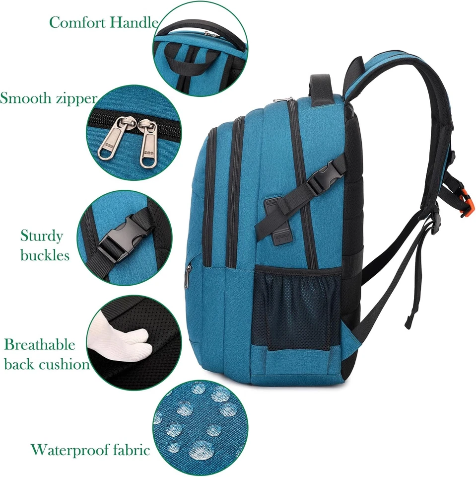 Mochila para portátil de 17,3" con puerto USB y auriculares - Mochila de viaje resistente al agua Foto 4 de 4