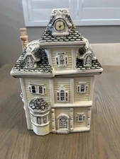 Collectible Glazed  Victorian  House Cookie Jar By Anchor  Hocking
