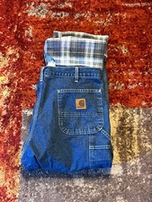Carhartt B14 DST Flannel Lined Relaxed Fit Carpenter Jeans Men's 38x30