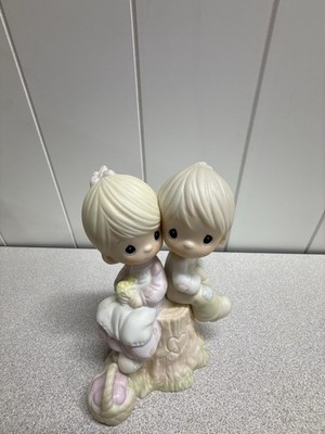 Precious Moments 'Love One Another' Porcelain Figurine 1978 Boy and Girl E-1376