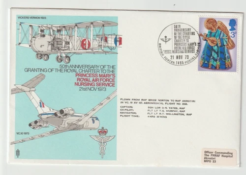 21/11/1973 UK GB Flown Cover - Princess Mary's Royal Air Force Nursing Service