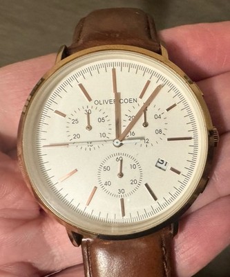 Oliver Coen Men s Chronograph Watch   Working, Brown Leather Strap