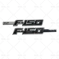 2Pcs Front Side Fender Emblem Chrome Black Badge Decal For 2009-2014 F150 XLT