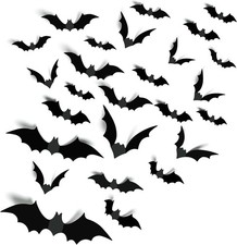 Halloween Party Supplies Decorations 140Pcs Realistic PVC 3D Black Scary Bat