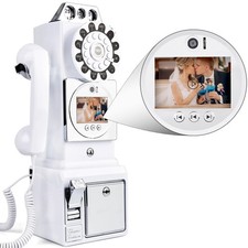 FiayaCom Video Audio Guest Book, Wedding Phone Customized Wall Phone-white