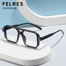 Occhiali da lettura 149 mm quadrati montatura grande unisex blu blocco luce punk