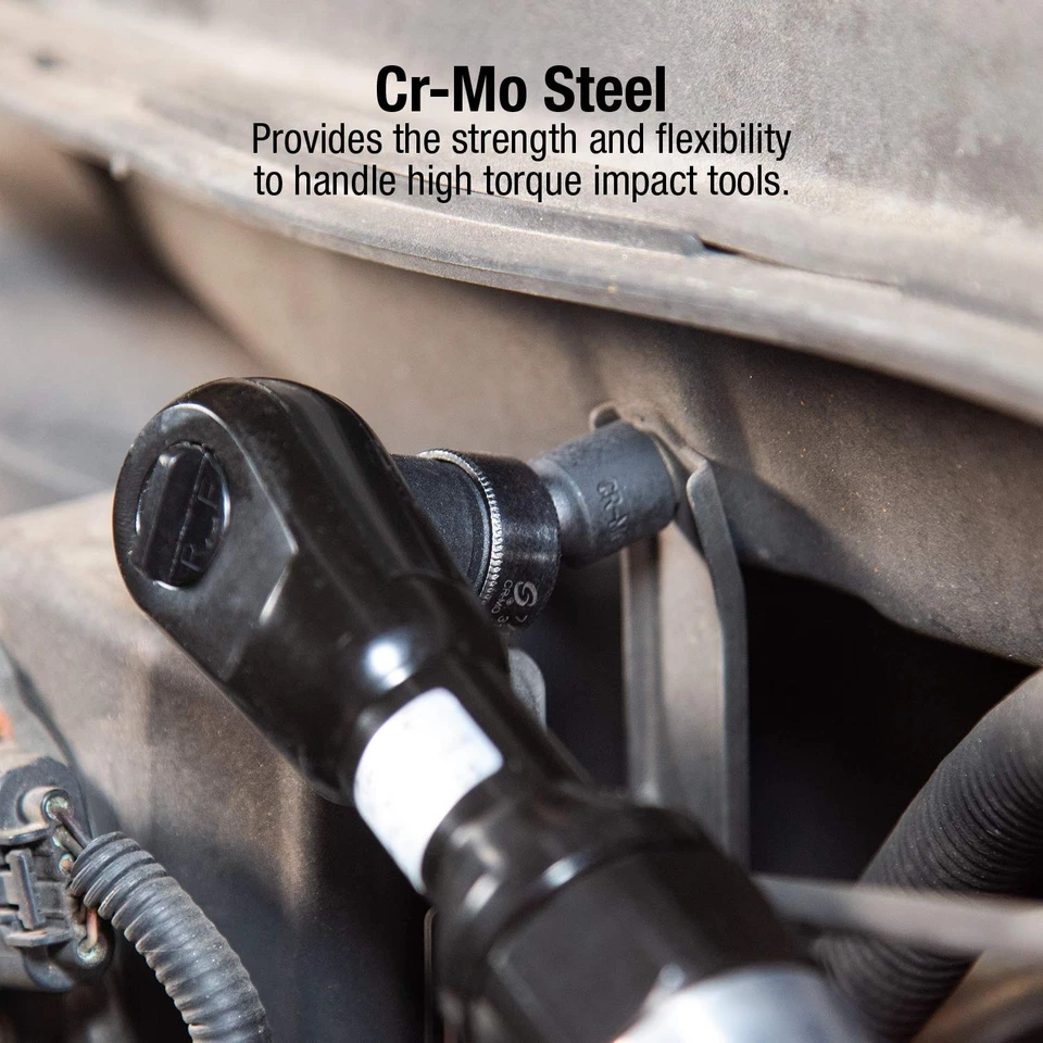 3/8" Drive Universal Impact Socket Set, 10-Piece Metric 10-19mm Cr-Mo Steel - Image 4 of 4