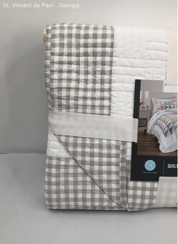 Edredón de retazos a cuadros de guinga de algodón completo/queen colección Martha Stewart nuevo Foto 4 de 4