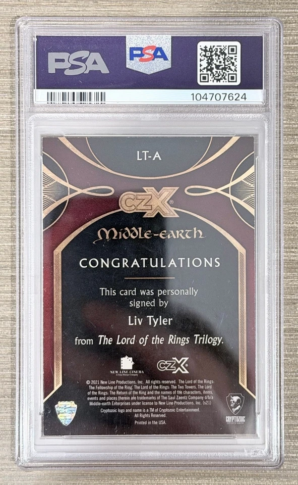 Liv Tyler On Card Signed 2022 CZX Middle Earth /105 Autograph Auto PSA Authentic - Image 2 of 2