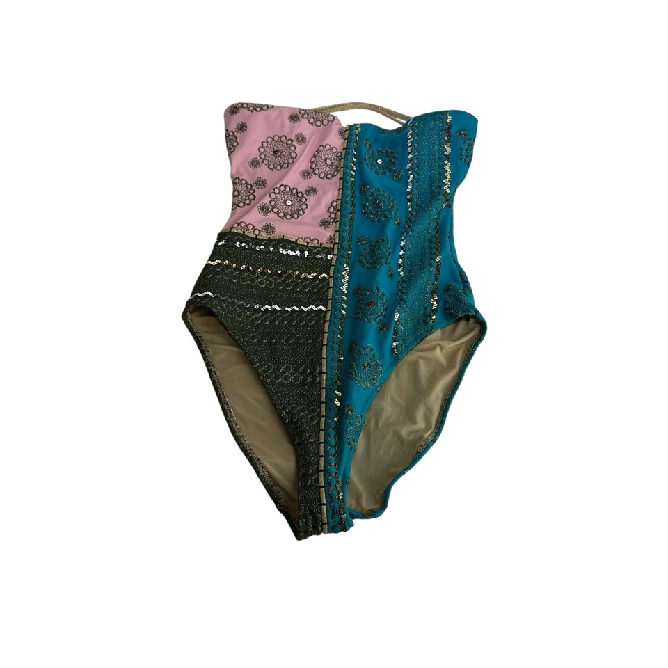 Body Gianfranco Ferre Años 90 Vintage Brillante Patchwork Lentejuelas Adornado Foto 2 de 4