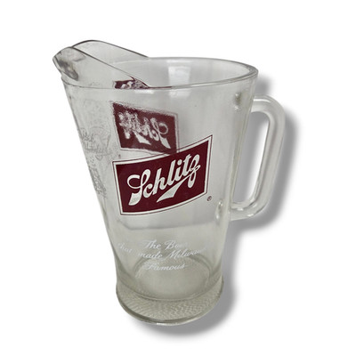 Vintage Schlitz Beer Glass Serving Pitcher St Paddys Day Leprechaun Mushroom