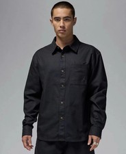 Air Jordan Essentials Button Down Shirt Mens Medium Black Long Sleeve FV7446 010