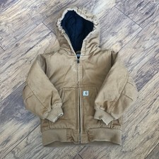Carhartt Duck Canvas Hooded Full Zip Quilt Lined Insulated Jacket Boy's Size 4T