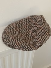 Countryside Classics Brown Plaid Wool Flat Cap Uk Men's Size 58cm