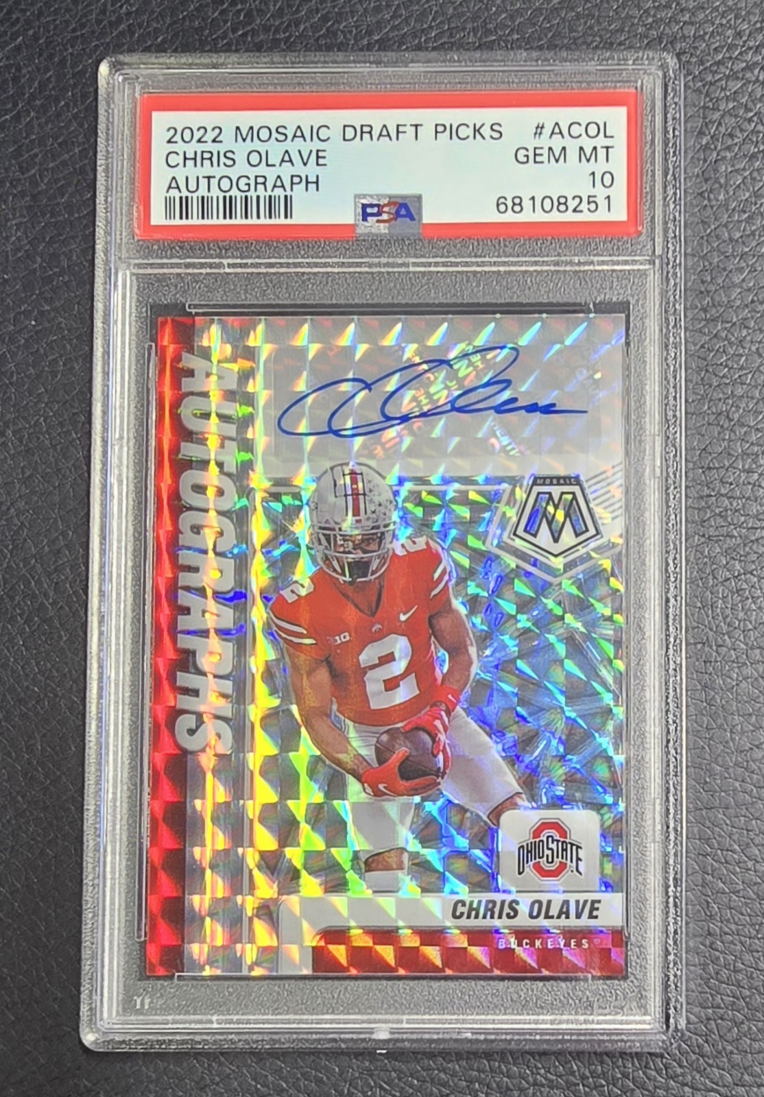 2022 CHRIS OLAVE ROOKIE AUTO MOSAIC DRAFT PICKS PSA 10 SAINTS RC ACOL AUTOGRAPHS