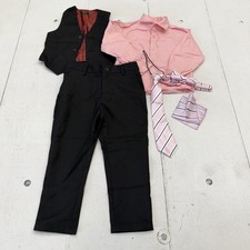Jopeli Suit Set Boys 5T Black Pants Vest Shirt Tie Bow Formal Wedding Party