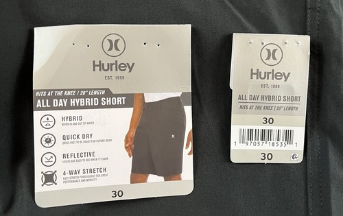 Hurley Hybrid Walk Shorts Men's 30 Black Performance Stretch Golf Outdoor NEW - Picture 12 of 12