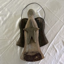VTG Primitive Wooden Angel Folk Art Rustic Wall Hanging Mounted Handmade