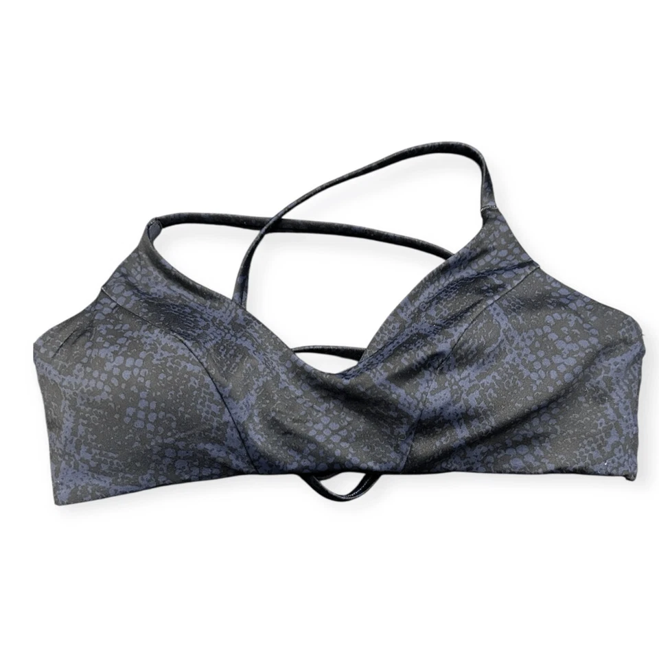 ATHLETA Women’s Navy Blue Black Snake Print Triangle Bikini Top Size Small Style - Image 3 of 4