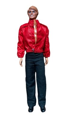 Ken Doll Vtg 1980s Sandy Blonde Hair, Red Jacket, Black Pants, Black Shoes 