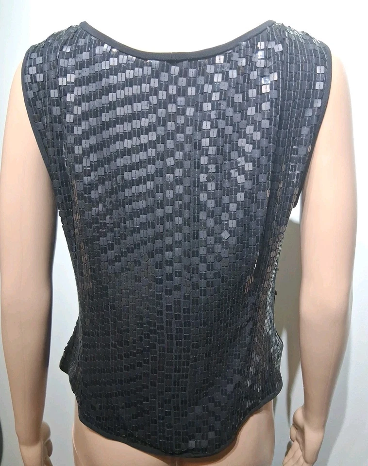 Giorgio Armani Le Collezioni черный шелк блестки верхний камзол блузка размер M - Изображение 4 из 4