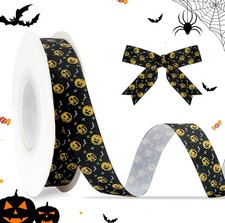 Halloween Ribbon 10 Yards 5/8 Inch Black Ribbon Halloween Themed Printed