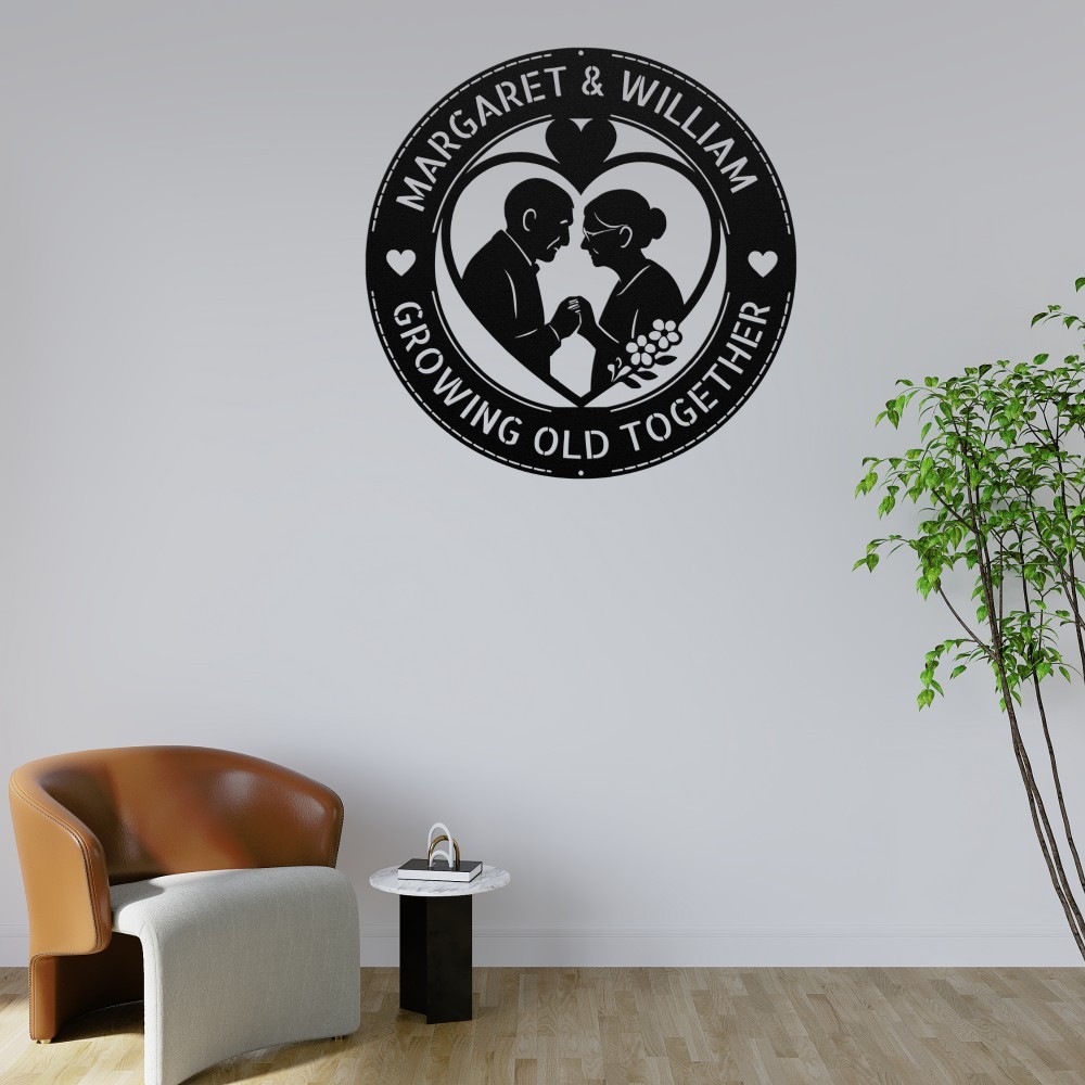 Personalized Senior Metal Art Sign Custom Names Gift for Grandparents Decor