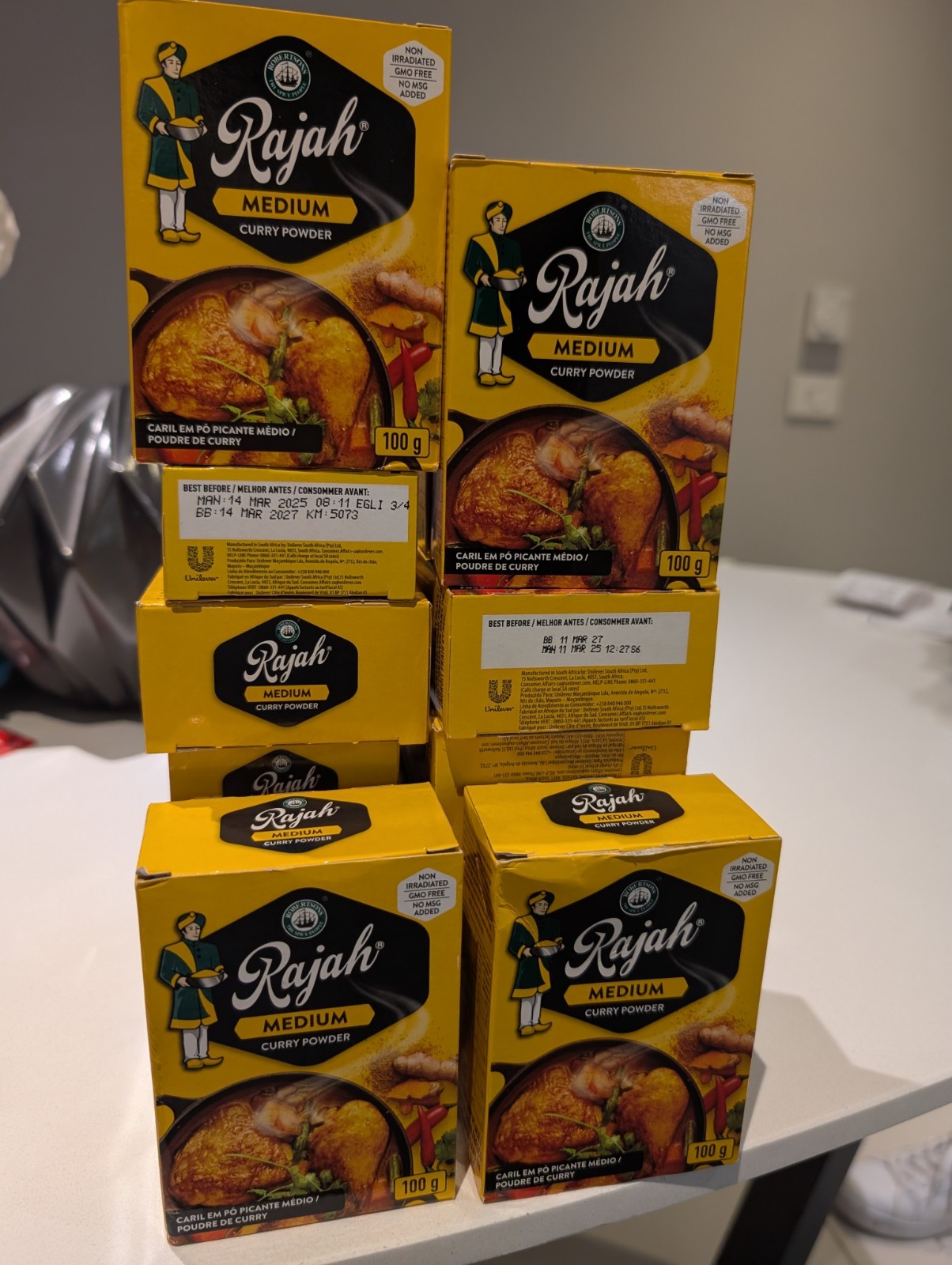Polvo de curry medio Rajah 100 g Sudáfrica 100 % auténtico x 2 paquetes