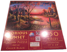 New Sealed - Glorious Sunset 550 pc Jigsaw Puzzle by SunsOut 15" x24"