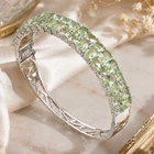 New Designed Green Tsavorite Garnet CZ Women Silver Bracelet 7.5inch