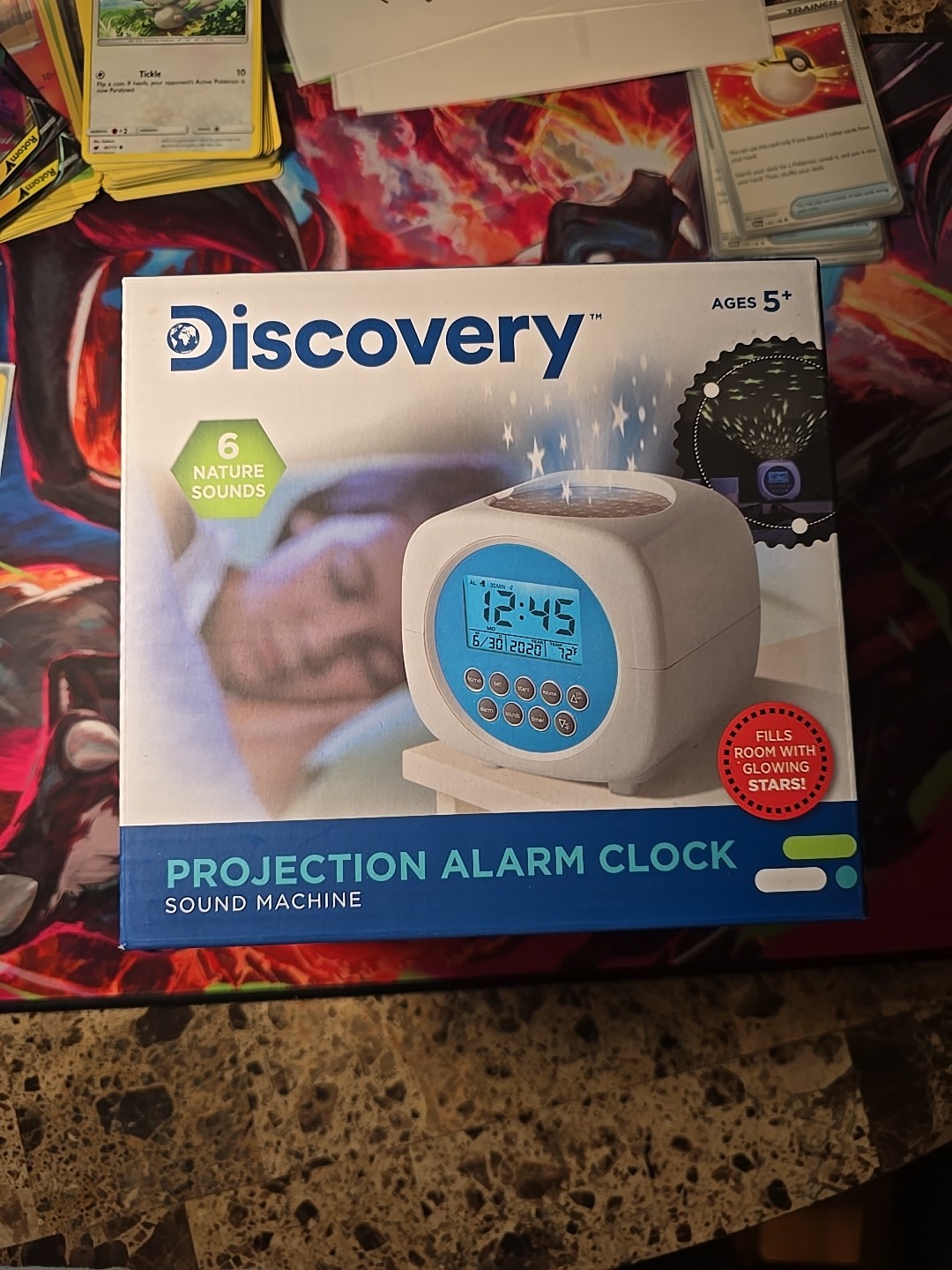 NIB Discovery Digital Projection Alarm Clock Sound Machine Color Glowing Stars 5