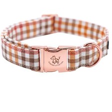 Fall Dog Collar Autumn Pet Collar Durable Yellow Plaid Dog Collars Male or Fe...